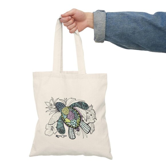 Sea Turtle Small Tote Bag by Momma Balisti - Reusable Canvas Bag @MommaBalisti - Picture 2 of 5